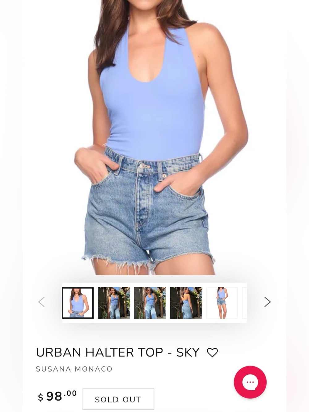 Susana Monaco Sky Blue Halter Bodysuit